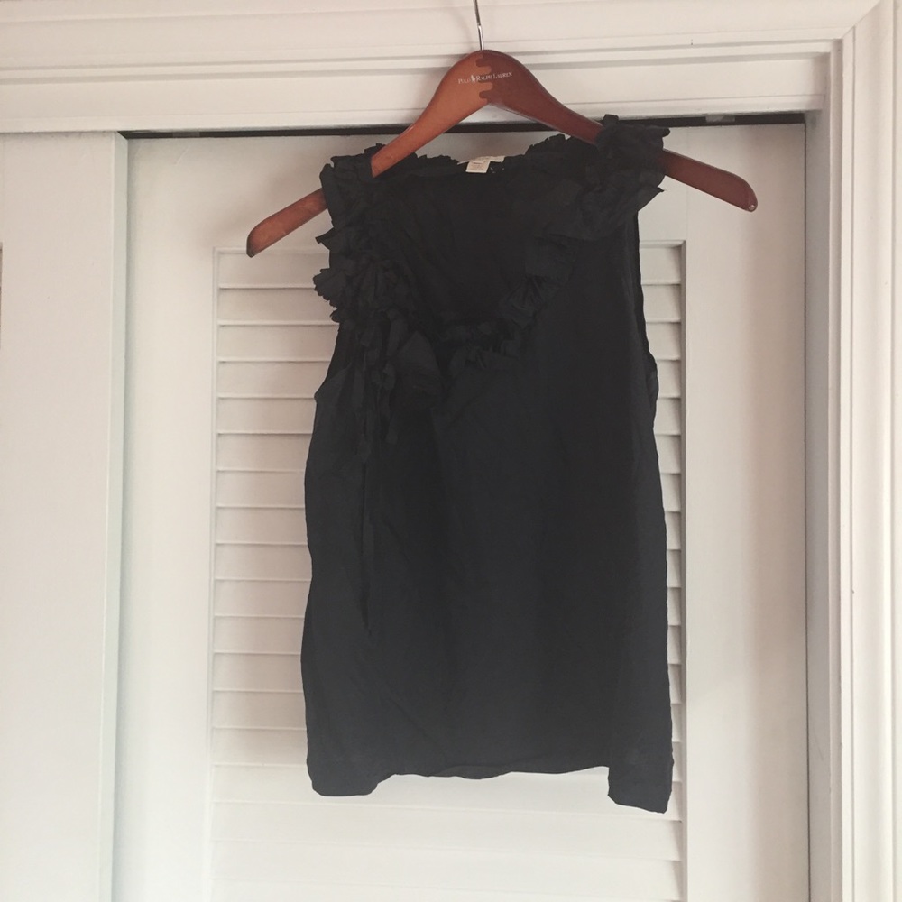 Silk top with ruffle floral detail